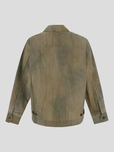 Uma Wang Stripe Jacket In Brown