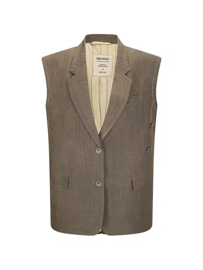 Uma Wang Kaiwan Herringbone Jacket In Brown