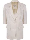 Uma Wang Damask-pattern Linen Jacket In Neutral