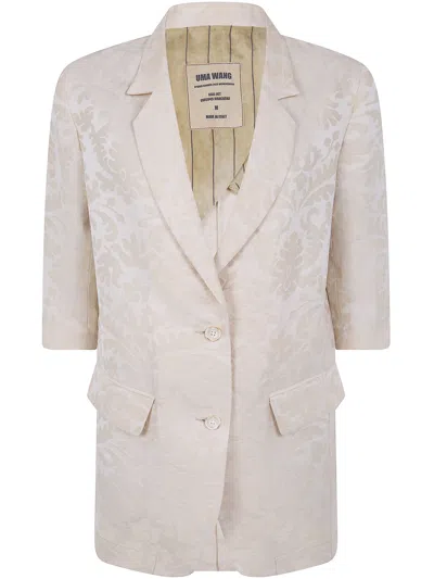 Uma Wang Damask-pattern Linen Jacket In Neutral