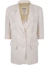 Uma Wang Damask-pattern Linen Jacket In White