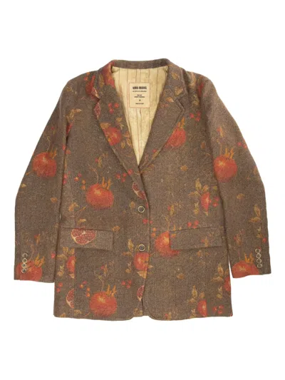 Uma Wang Kali Pomegranate-print Wool Blazer In Brown
