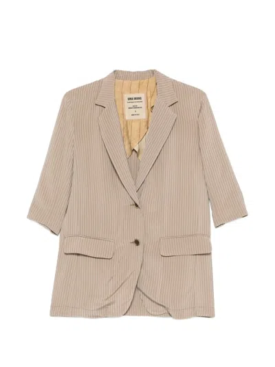 Uma Wang Kali Stripe Single-breasted Blazer In Neutral