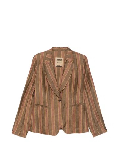 Uma Wang Karon Striped Single-button Blazer In Brown