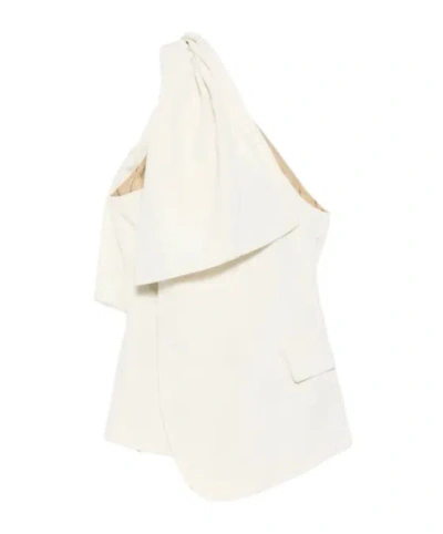 Uma Wang Asymmetric Draped Top In White