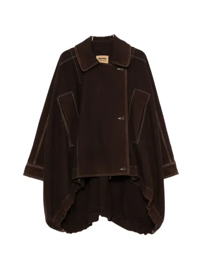Uma Wang Kew Contrast-stitch Oversized Jacket In 브라운