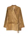 Uma Wang Khloe Wrap Jacket Floral Pattern Pockets In Brown