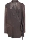 Uma Wang Printed Wrap Jacket In Brown