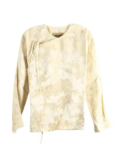 Uma Wang Kika Floral-jacquard Wrap Blouse In Neutral