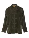Uma Wang Velvet Texture High Collar Jacket With Button Detailing In Black
