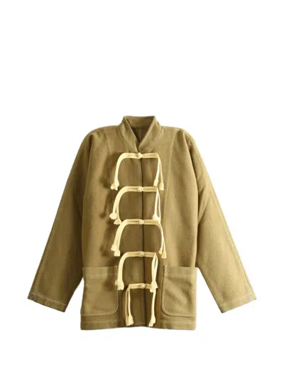 Uma Wang Kippy Frog-fastening Patch-pocket Jacket In Neutrals