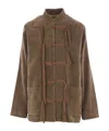 Uma Wang Toggle-fastening Velvet Jacket In Brown