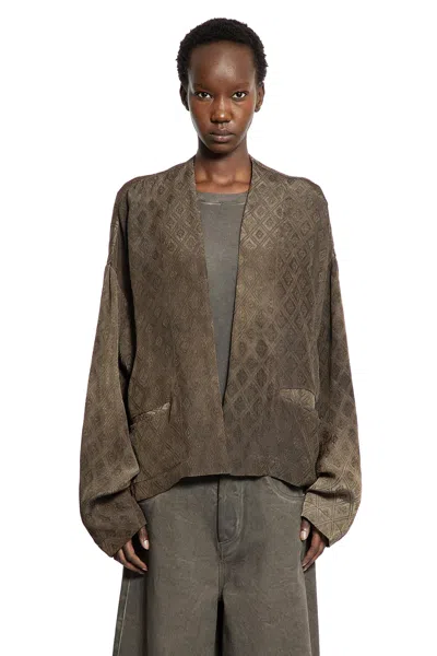 Uma Wang Diamond-pattern Jacket In Brown