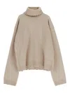 Uma Wang High-neck Frayed-hem Sweater In Brown