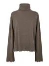 Uma Wang Destroyed Details Turtleneck Sweater In Camel