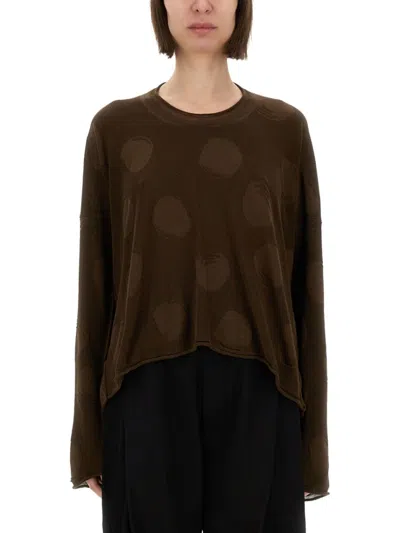 Uma Wang Knit Top With Polka Dot Pattern In Brown