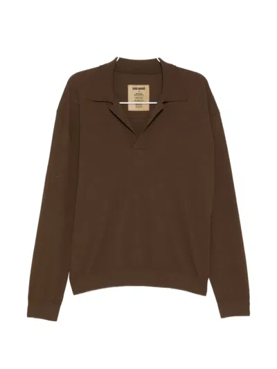 Uma Wang Knitted Polo Shirt In Brown