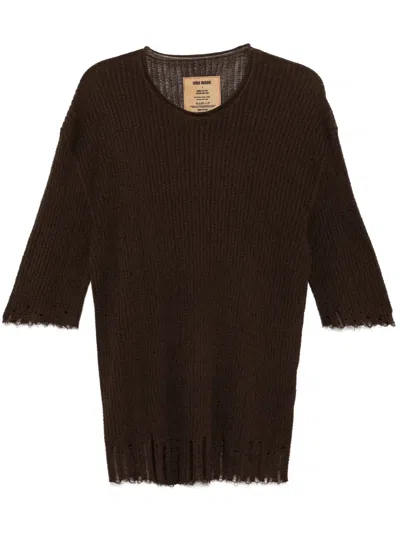 Uma Wang Knitted T-shiet In Brown