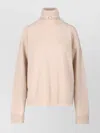 Uma Wang High Neck Cashmere Sweater With Frayed Edges In Neutral