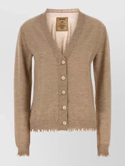 Uma Wang Knitwear V Neck Long Sleeve Sweater In Brown