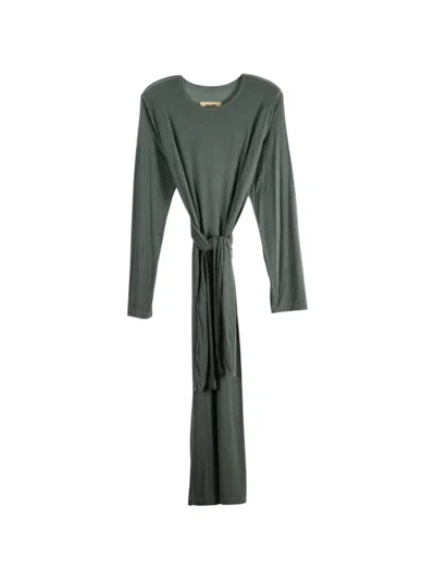 Uma Wang Knot-detail Long-sleeve Midi Dress In Green