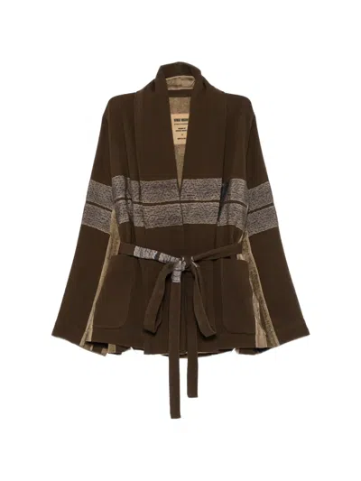 Uma Wang Kobina Panelled Belted Jacket In Brown