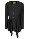 Uma Wang Omens Black Koney Asymmetric-hem Cotton-blend Jacket In Black