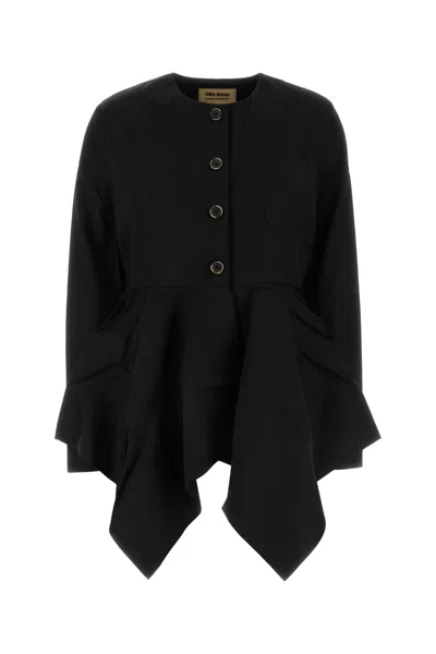 UMA WANG BLACK VISCOSE BLEND KONEY JACKET