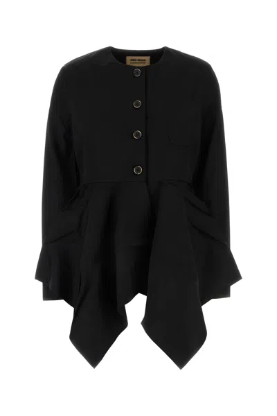 UMA WANG UMA WANG BLACK VISCOSE BLEND KONEY JACKET
