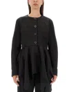 Uma Wang Omens Black Koney Asymmetric-hem Cotton-blend Jacket In Black