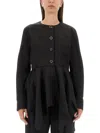 Uma Wang Omens Black Koney Asymmetric-hem Cotton-blend Jacket In Black