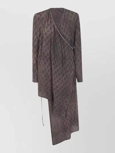 Uma Wang Kunto Long Wrap Jacket Belt Detail In Gray