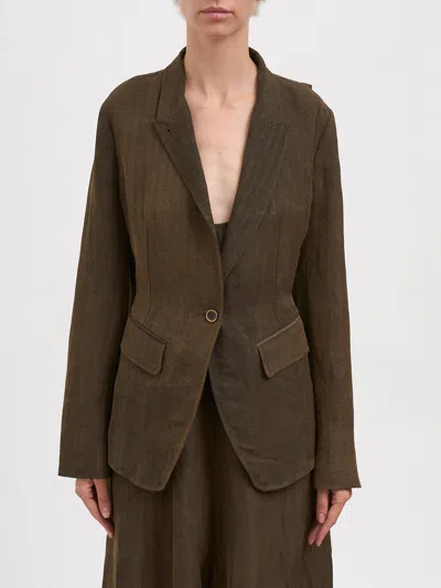 Uma Wang Kylie Linen And Viscose Jacket In Brown