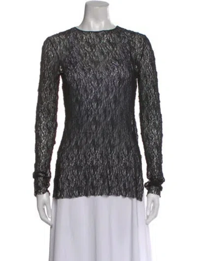 Pre-owned Uma Wang Lace Pattern Crew Neck Top In Black