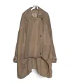 Uma Wang Lapel Irregular Long Coat In Brown