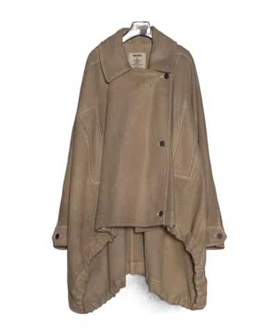 Uma Wang Lapel Irregular Long Coat In Brown