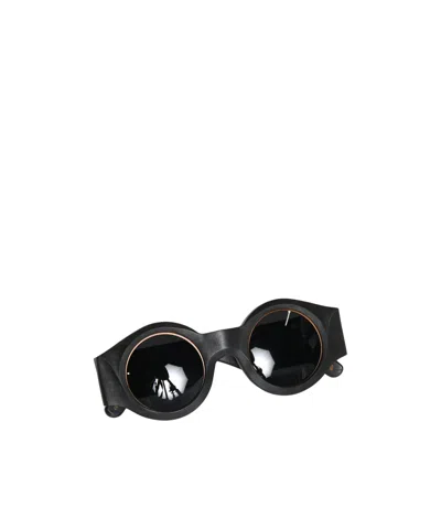 Uma Wang Le Horn Round-frame Sunglasses In Black