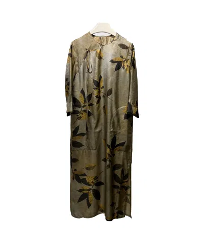 Uma Wang Leaf Pattern Printed Dress In Brown