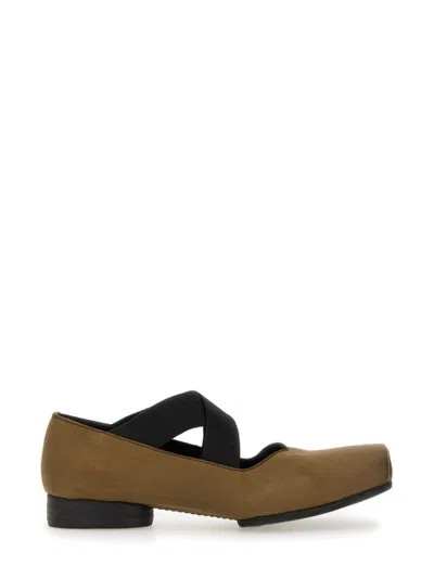 Uma Wang Leather Ballerina In Brown