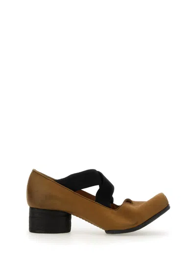 Uma Wang Leather Ballerina In Dark Brown