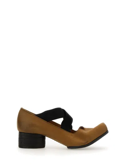 Uma Wang Leather Ballerina In Marrone