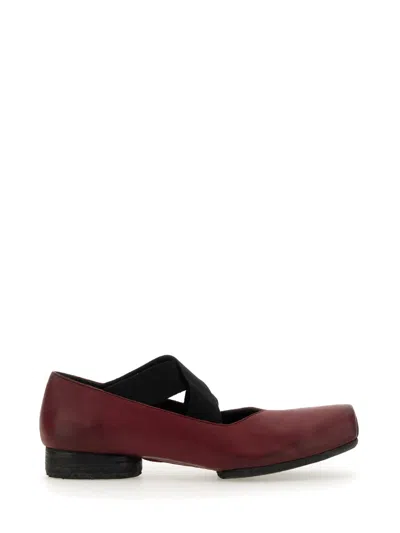 Uma Wang Leather Ballerina In Burgundy
