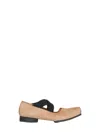 Uma Wang Leather Ballerina Flats With 23 Mm Square Toe In Neutral
