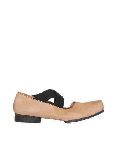 Uma Wang Leather Ballerina Flats With 23 Mm Square Toe In Pink