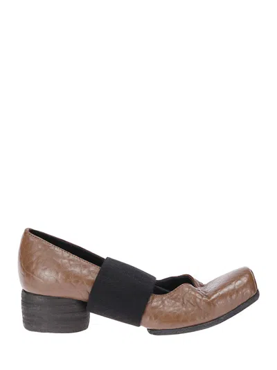 Uma Wang Leather Ballerina Shoes In Brown