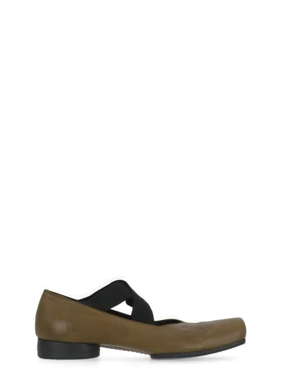 Uma Wang Leather Ballerinas In Green