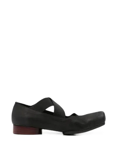 Uma Wang Leather Ballet Flat With Crossover Straps Flat In Yellow