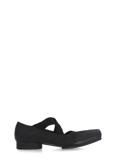 Uma Wang Leather Ballet Shoes In Black