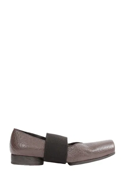 Uma Wang Leather Ballet Shoes In Gray