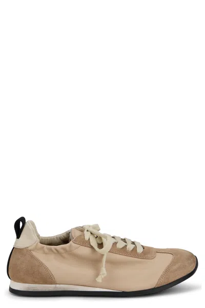 Uma Wang Leather Baseball Sneakers In Brown